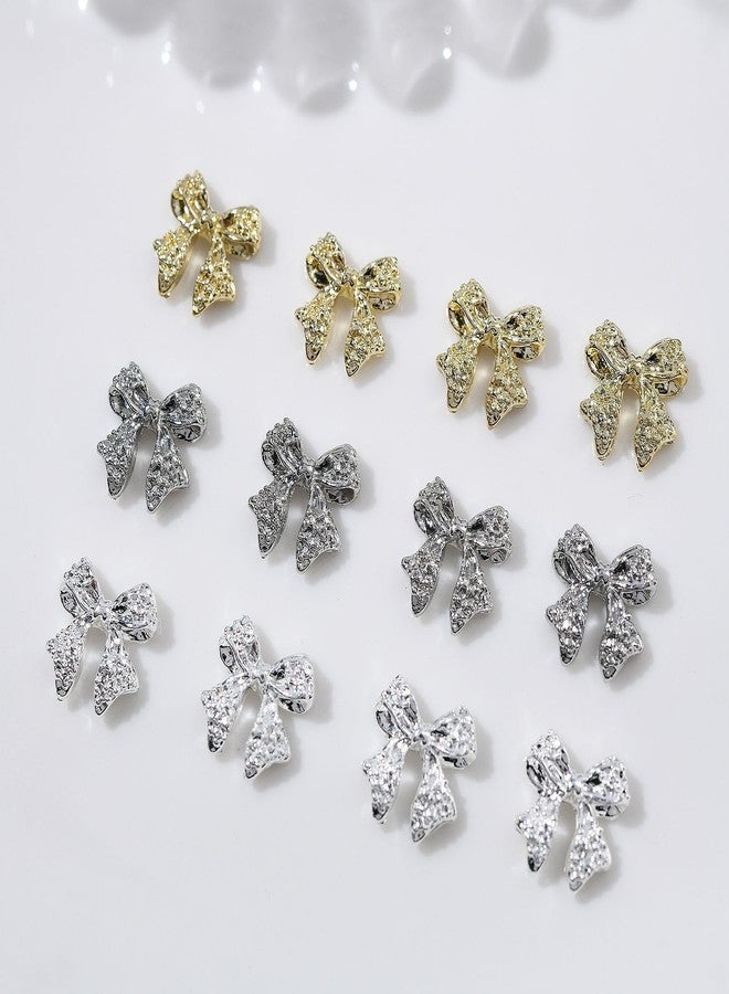 Sevgob 30pcs 3D Metal Bow Nail Charms for Acrylic Nails Alloy Nail Bows Gold Silver Gray Bow Knot Nail Art Charms Cute Bow Charms Kawaii Bow tie Nail Accessories Nail Jewels for Women Girls Manicure - Image 2